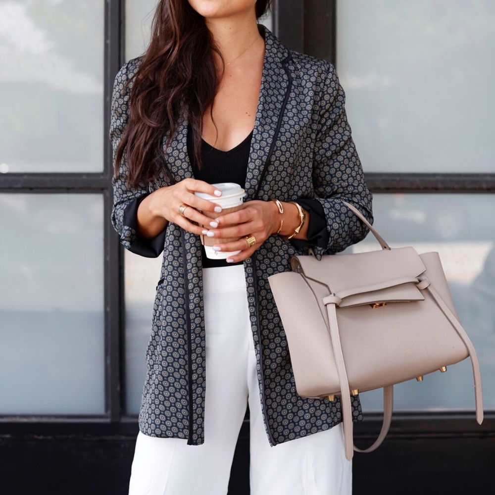 Silk printed blazer jacket